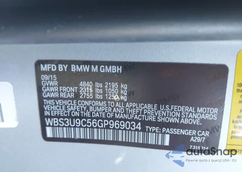 2016 BMW M4 z USA, uszkodzony, nr VIN WBS3U9C56GP969034